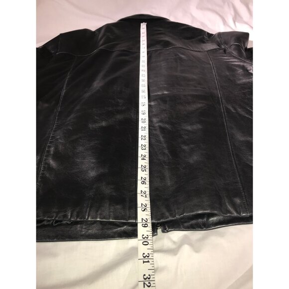 Jhane Barnes Men's Soft Black Leather Full Zip Jacket Coat - Picture 8 of 10